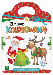 Okładka książki Zimowe kolorowanki. Książeczka z naklejkami.