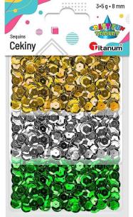 Opakowanie Cekiny 8mm zestaw metaliczny 3 kolory