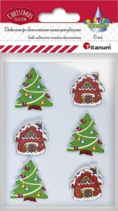 Opakowanie Drewniane dekoracje samoprzylepne 6szt