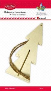 Opakowanie Drewniane zawieszki 3D choinki 2szt