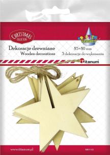 Opakowanie Drewniane zawieszki 3D gwiazdy 3szt