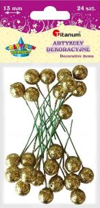 Opakowanie Drucik z kulką złota brokat 24szt