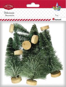 Opakowanie Drzewka plastikowe choinki z podstawką 7szt