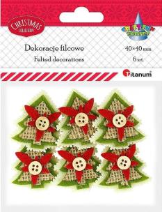 Opakowanie Filcowe choinki z jutą i guzikiem 6szt