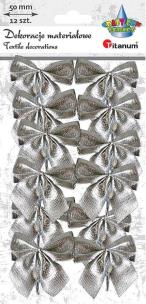 Opakowanie Kokarda materiałowa 50mm 12szt srebrna