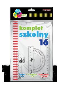 Opakowanie Komplet szkolny 16 linijka 16 cm + 2 ekierki + kątomierz