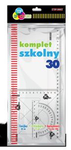 Opakowanie Komplet szkolny 30 linijka 30 cm +2 ekierki + kątomierz