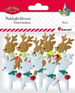 Opakowanie Naklejki filcowe 3D renifery 10szt