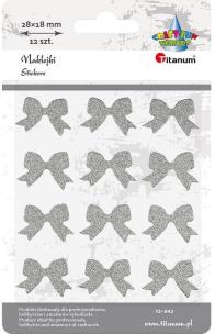 Opakowanie Naklejki kokardy brokatowe srebrne 12szt.TZ-642