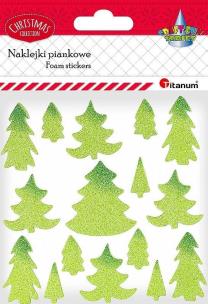 Opakowanie Naklejki piankowe brokatowe choinki mix 17szt.