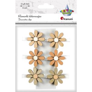Opakowanie Ozdoba drewniana Klamerki kwiatki 6szt