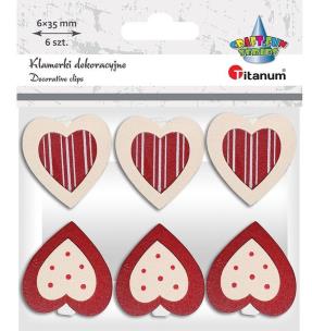 Opakowanie Ozdoba drewniana Klamerki serca 6szt