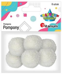 Opakowanie Pompony włóczkowe 3cm białe 6szt.