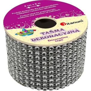 Opakowanie Taśma z kryształkami 50mm x 2m srebrna