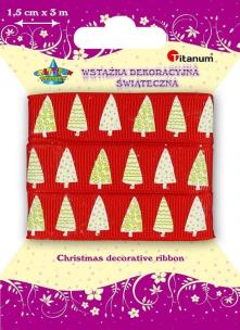 Opakowanie Wstążka materiałowa 15mm x 3m choinki