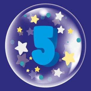 Opakowanie Balon 45cm dla chłopca cyfra 5 TUBAN