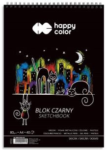 Blok A4/40K czarny Koty 80g spirala HAPPY COLOR. Wydawca: GDD. Multiszop.pl Opakowanie Blok A4/40K czarny Koty 80g spirala HAPPY COLOR