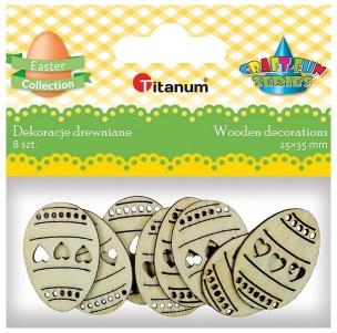 Opakowanie Drewniane dekoracje pisanki 25x35mm ażurowe 8szt