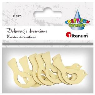 Opakowanie Drewniane dekoracje ptaszki 36x18mm ażurowe 8szt