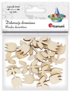 Opakowanie Drewniane dekoracje tulipany 12x28mm surowe 15szt