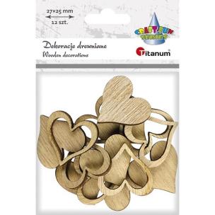 Opakowanie Drewniane serca pełne i obrysy 27x25mm 12szt