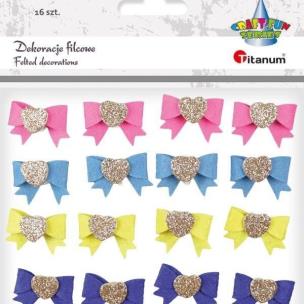 Opakowanie Filcowe kokardy 3D samoprzylepne 30x20mm mix 16szt