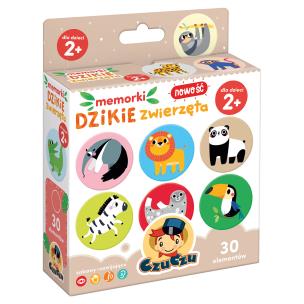 Gra Memorki Dzikie zwierzęta 2+. Autor: Opracowanie zbiorowe. Multiszop.pl Okładka książki Gra Memorki Dzikie zwierzęta 2+