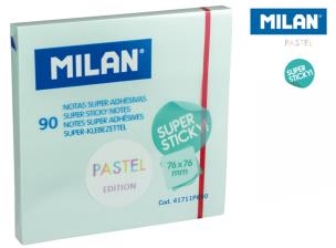Opakowanie Karteczki samoprzylepne niebieskie Milan super sticky pastel 76 x 76 mm 90 sztuk