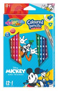 Opakowanie Kredki ołówkowe trójkątne Colorino Kids 13 kolorów 12 sztuk z temperówką Mickey