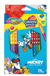 Opakowanie Kredki ołówkowe trójkątne Colorino Kids 24 kolorów 12 sztuk z temperówką  Mickey