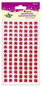 Opakowanie Kryształki samoprzylepne paski kw. czerwone 7szt