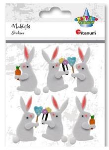 Opakowanie Naklejki filcowe 3D zajączki białe 27x50 mm 6szt