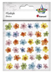 Opakowanie Naklejki papierowe 3D kwiatki z kryszt. mix 36szt