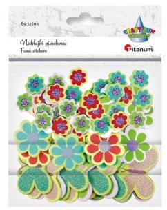 Opakowanie Naklejki piankowe kwiatki, motyle mix 69szt