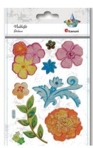 Opakowanie Naklejki wypukłe kwiaty z kryształkiem mix 9szt