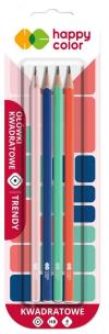 Opakowanie Ołówek kwadratowy Trendy HB 4szt HAPPY COLOR