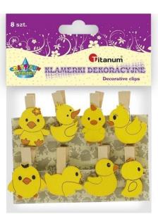 Opakowanie Ozdoba drewniana Klamerki kurczak/kaczka mix 8szt
