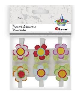 Opakowanie Ozdoba drewniana Klamerki kwiatki 26x27mm mix 6szt
