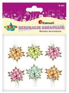 Opakowanie Ozdoba drewniana Klamerki liście 30x30mm mix 6szt