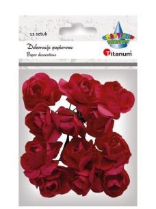 Opakowanie Papierowe róże na druciku różane 22mm 12szt