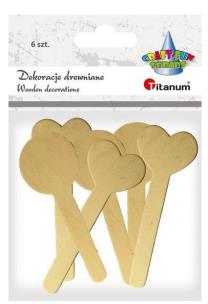 Opakowanie Patyczki drewniane dekoracja serce 6szt