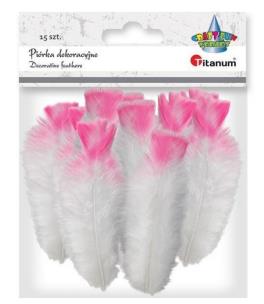 Opakowanie Piórka puch indyk 9-15cm biało-różowe 50szt