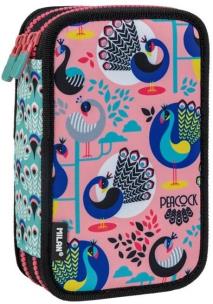 Opakowanie Piórnik 2 poz. z wyprawką Peacock różowy MILAN