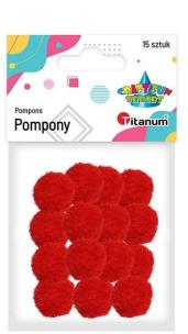 Opakowanie Pompony poliestrowe 18mm czerwone 15szt