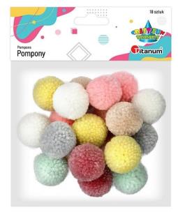Opakowanie Pompony włóczkowe 3cm kolory pastelowe jasne 18szt