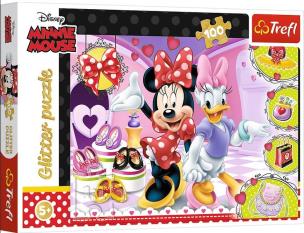 Opakowanie Puzzle 100 Glitter Minnie i błyskotki TREFL