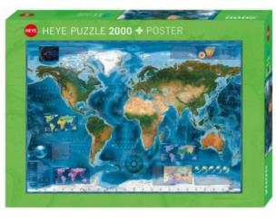 Opakowanie Puzzle 2000 Satelitarna mapa świata Puzzle+plakat