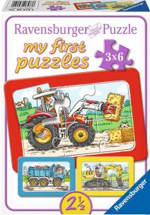 Opakowanie Puzzle 3x6 Traktor, koparka i ciężarówka