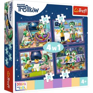 Opakowanie Puzzle 4w1 (35,48,54,70) Wieczorne rytuały Treflików Dobranoc Trefliki na noc 34370