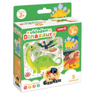 Puzzle Układam Dinozaury 3+. Wydawca: Bright Junior Media Justyna Han. Multiszop.pl Opakowanie Puzzle Układam Dinozaury 3+